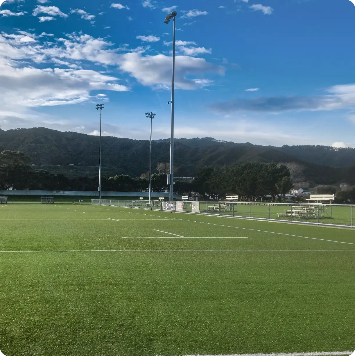 Full-size artificial turf field at Fraser Park